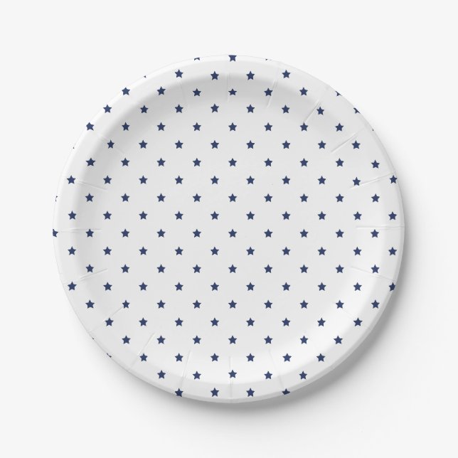 Platos de papel azul marino con estrellas micro -  (Anverso)