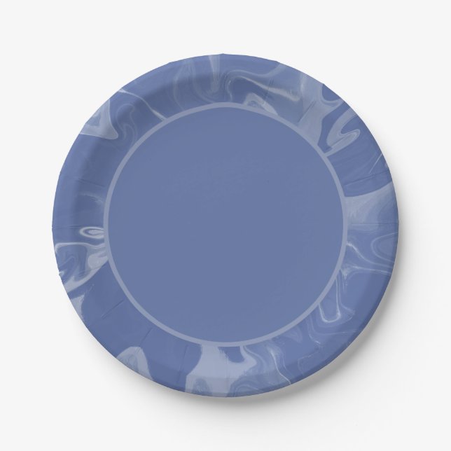 Platos de papel azul marmolado (Anverso)