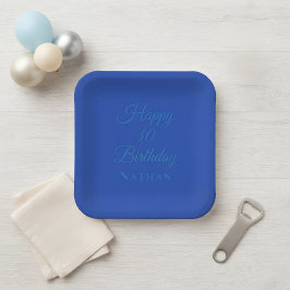 Platos de Papel Azul Real para Niños, Hombres, Muj