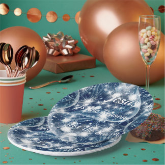 Platos de Papel Azules de Navidad "Jesús es la Raz