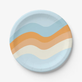 Platos de papel azules y naranjas con vibraciones