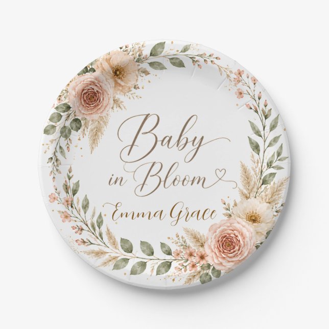 Platos de papel Baby in Bloom (Anverso)