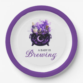 Platos de Papel Baby Is Brewing Halloween Baby Sho