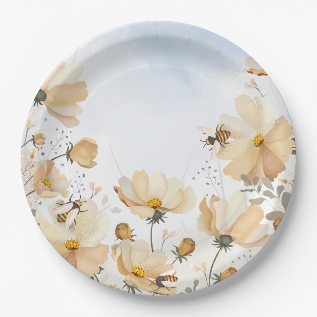 Platos de papel Bee's Meadow (Anverso)