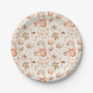 Platos de papel beige de Baby Shower muy suaves
