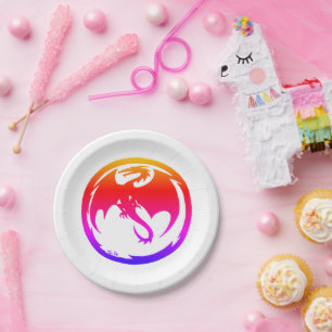 Platos de papel blanco de Neon Dragon