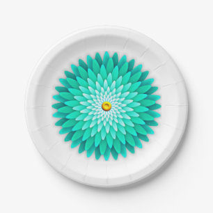 Platos de papel Blue Flower Mandala-68566