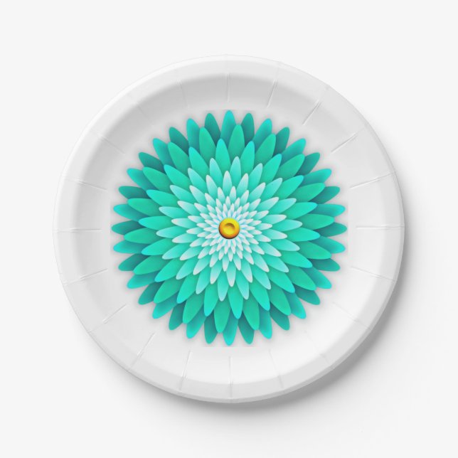 Platos de papel Blue Flower Mandala-68566 (Anverso)