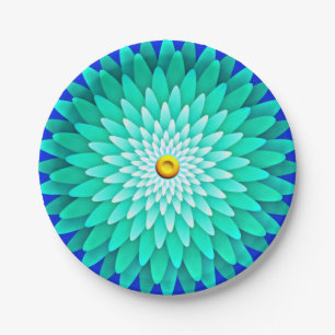 Platos de papel Blue Flower Mandala-68566