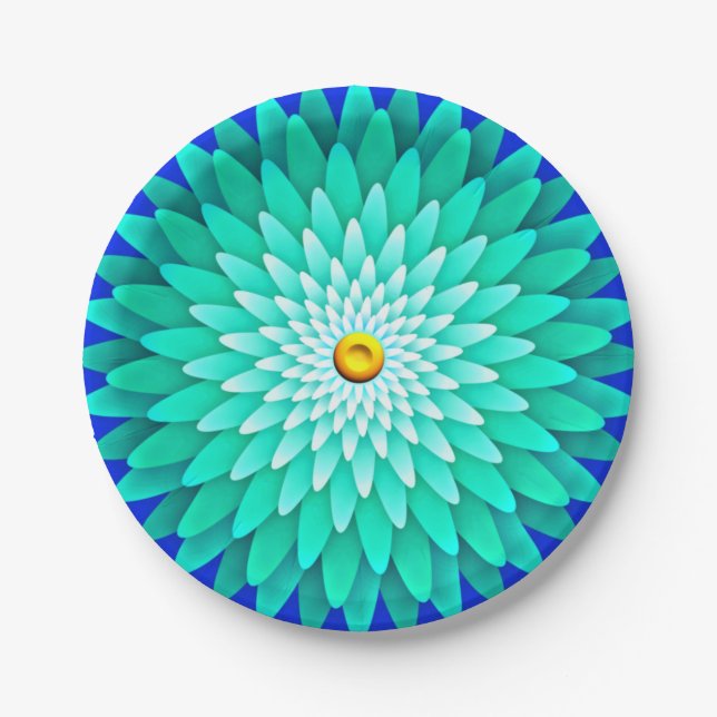 Platos de papel Blue Flower Mandala-68566 (Anverso)