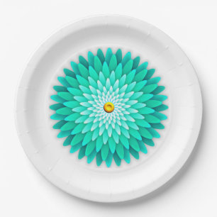 Platos de papel Blue Flower Mandala-68566