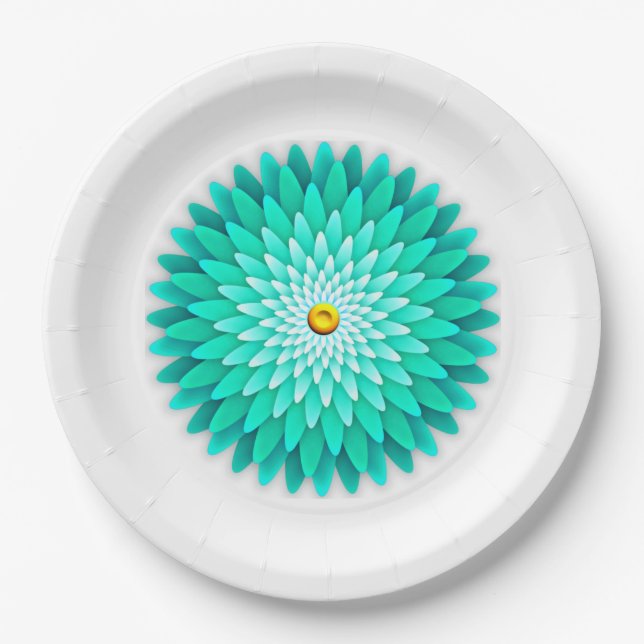 Platos de papel Blue Flower Mandala-68566 (Anverso)