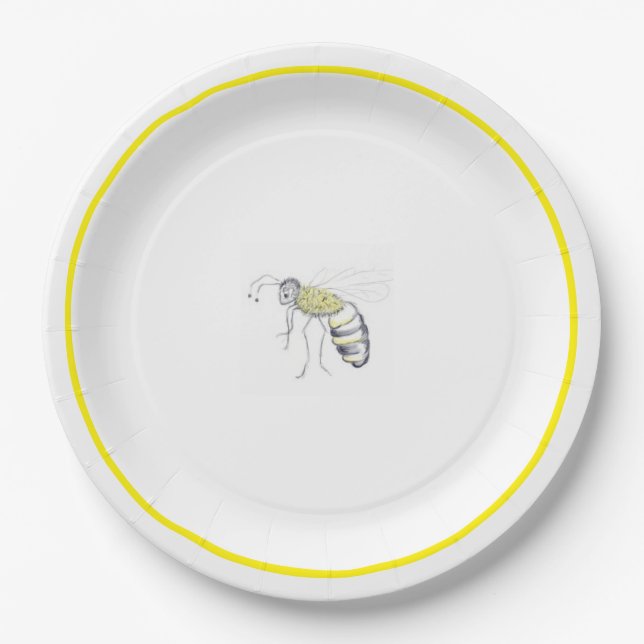 Platos de papel Buzz & Bloom - diseño de abeja dib (Anverso)