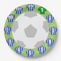 Platos de papel - Camisetas deportivas a rayas azu