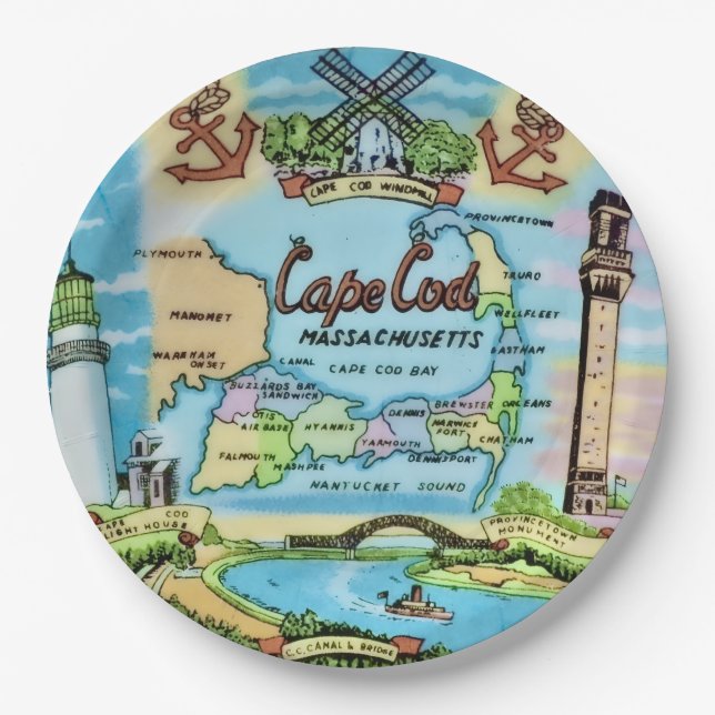 Platos de papel Cape Cod Landmark (Anverso)