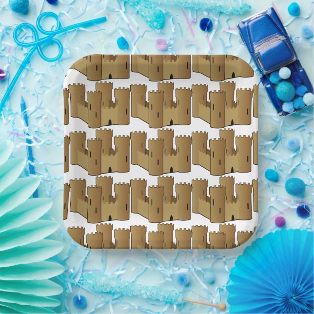 Platos de Papel Castillo de Arena Fiesta Tema Play (Fiesta)