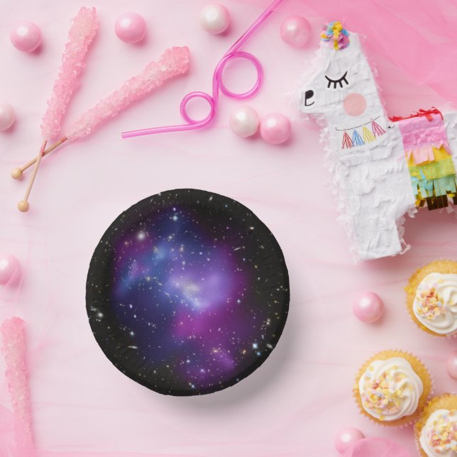 Platos de papel celestiales de galaxia púrpura (Fiesta)