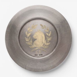 Platos de papel Chat d'Argent Oro y Plata Antiguo