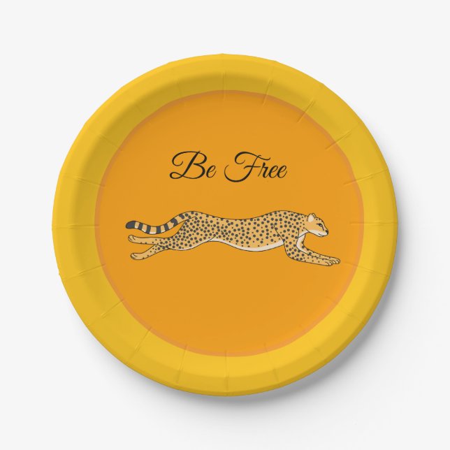 Platos de papel Cheetah Corriendo Libre (Anverso)