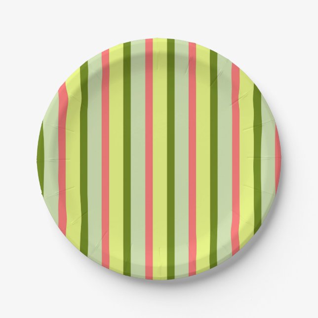 Platos de papel Clásico de Rayas de Sandía (Anverso)