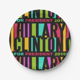 Platos de papel coloridos Hillary Clinton 2016