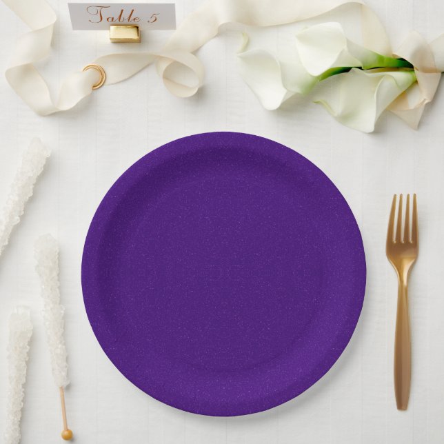 Platos de Papel con Brillo Morado Personalizado (Boda)