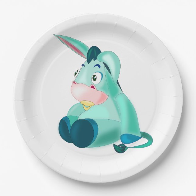 Platos de papel con burro bebé (Anverso)