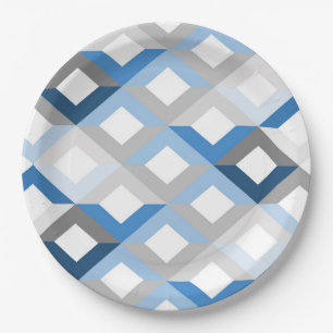 platos de papel con chevrones azules