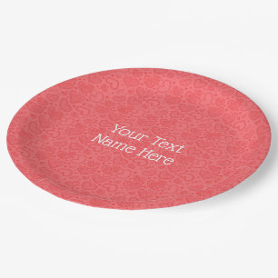 Platos de papel con corazón rojo personalizados co