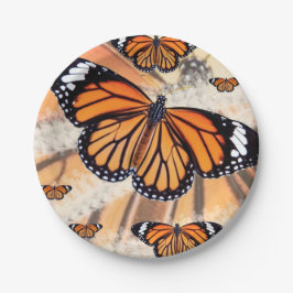 Platos de papel con diseño de mariposa monarca