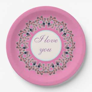 Platos de papel con diseño floral Sweet Heart Love