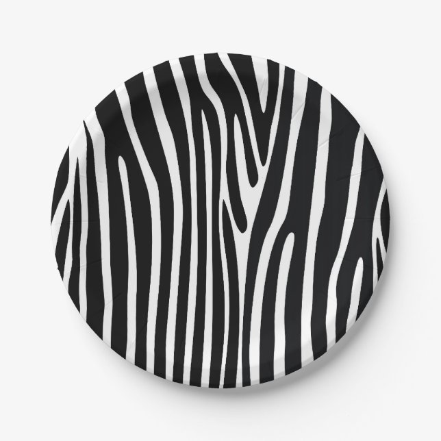 Platos de papel con estampado de cebra safari (Anverso)