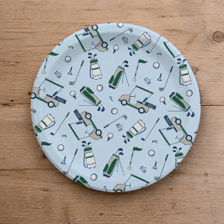 Platos de papel con estampado de golf