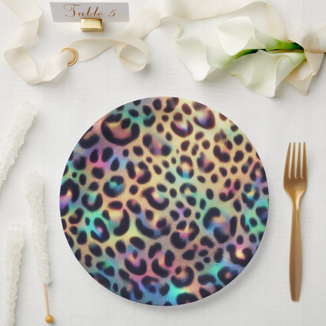 Platos de papel con estampado de leopardo de ópalo (Boda)
