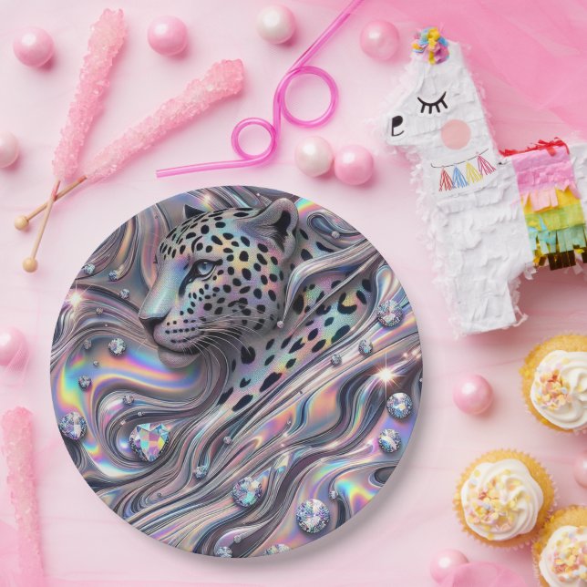 Platos de papel con estampado de leopardo de ópalo (Fiesta)