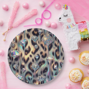 Platos de papel con estampado de leopardo de opalo