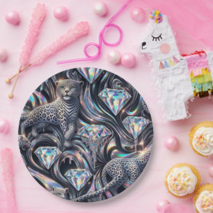 Platos de Papel con Estampado de Leopardo Ópalo Gl