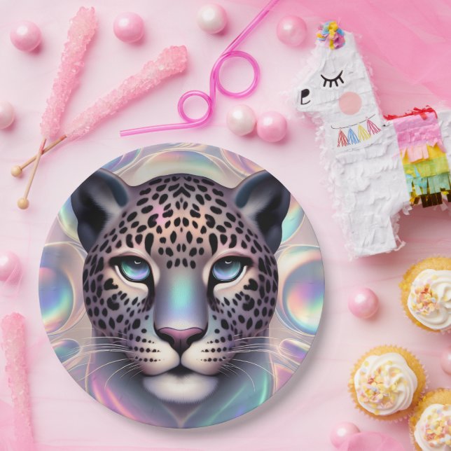 Platos de Papel con Estampado de Leopardo Ópalo Po (Fiesta)