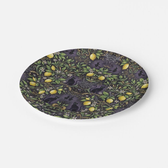 Platos de papel con estampado de limón gótico de H (Angular)