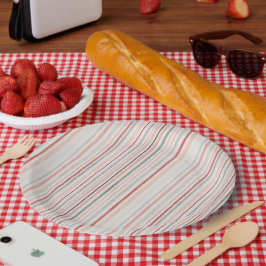Platos de papel con estampado de rayas neutras sua