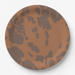 Platos de papel con estampado de vaca marrón