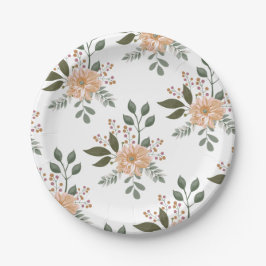 Platos de Papel con Estampado Floral