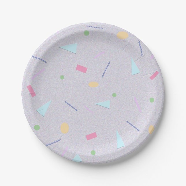 Platos de Papel con Estampado Morado Claro de los  (Anverso)