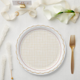 Platos de papel con festón y cuadros