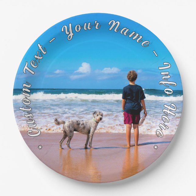 Platos de Papel con Fotos Personalizadas Texto Per (Anverso)