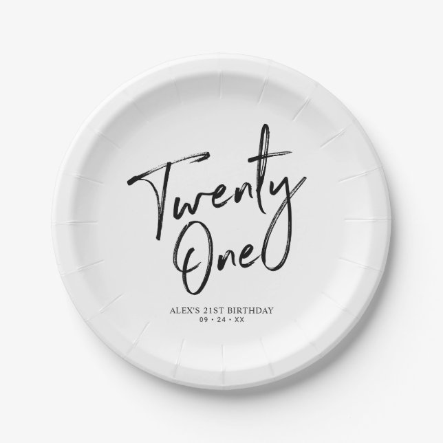 Platos de papel con lettering moderno para cumplea (Anverso)