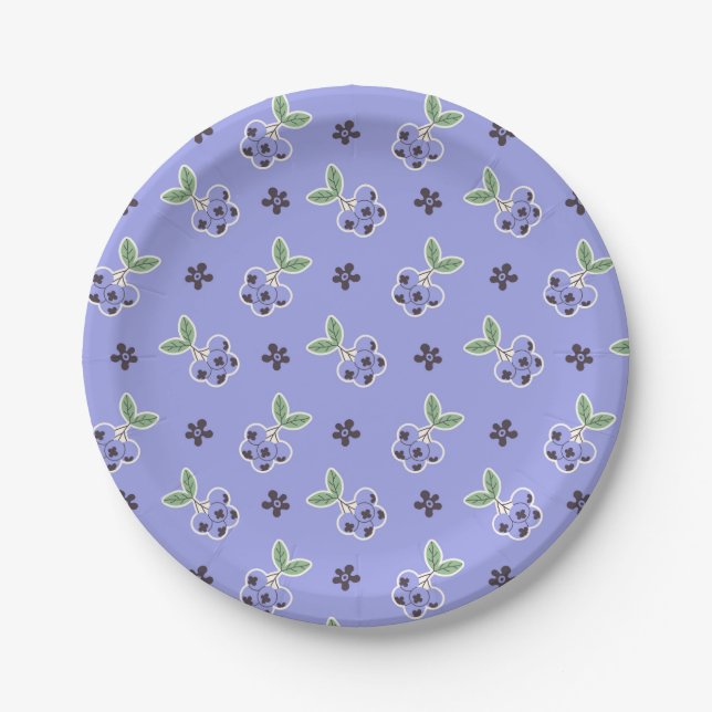 Platos de papel con patrón de arándanos dulces (Anverso)