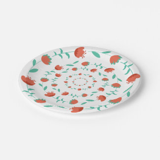 Platos de papel con patrón de flores modernas