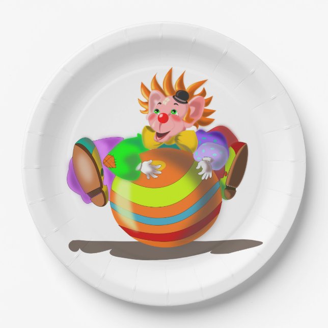 Platos de papel con payaso feliz (Anverso)