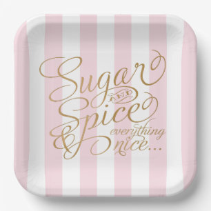 Platos de papel con rayas rosadas Sugar and Spice